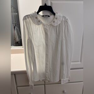 Sister Jane Ivory Blouse with Pearl Accents